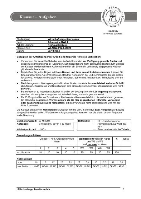 HFH â ¢ Hamburger FernHochschule 1 Studiengang