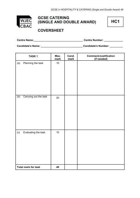 Catering 4539.pdf - Smithdon High School, Hunstanton, Norfolk