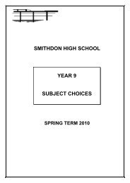 YEAR 9 SUBJECT CHOICES SMITHDON HIGH SCHOOL