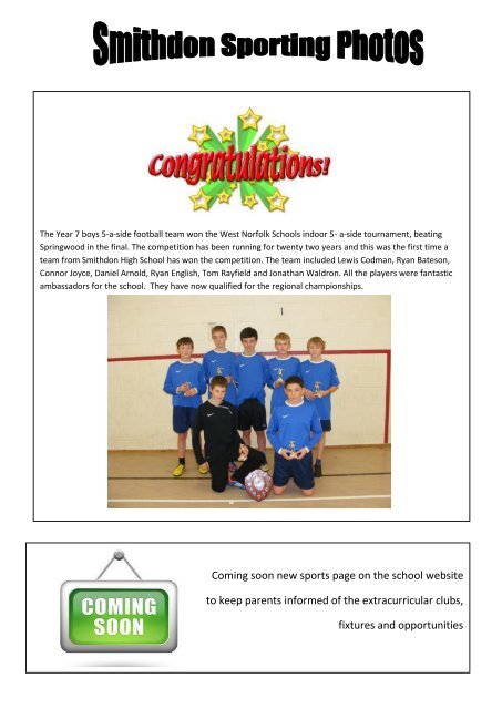 Winter 2012 Newsletter Booklet - Smithdon High School ...