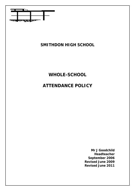 WHOLE-SCHOOL ATTENDANCE POLICY - Smithdon High School ...