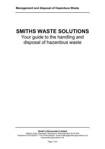 Management of Hazardous Waste - Smiths Gloucester