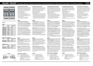 Rta200 / Rta202 Termostato elettronico / Electronic ... - Carel