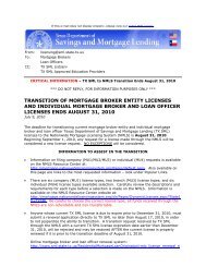 Deadline for Transitioning Current Mortgage Broker Entity and ...