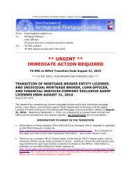 Transition of Mortgage Broker Entity Licenses and Individual ...