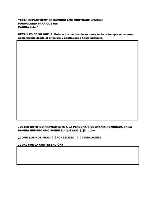 Consumer Complaint Form (SPANISH - EMAIL) - Texas Department ...