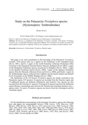 Study on the Palaearctic Pristiphora species (Hymenoptera ...