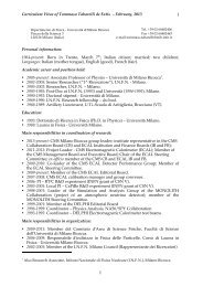 Curriculum Vitae of Tommaso Tabarelli de Fatis - Dipartimento di ...