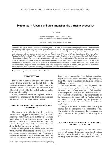 Evaporites in Albania and their impact on the thrusting ... - Earthdoc