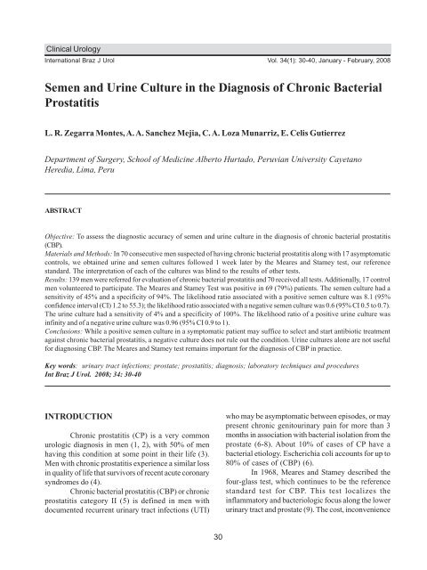 Semen and Urine Culture in the Diagnosis of Chronic Bacterial ...