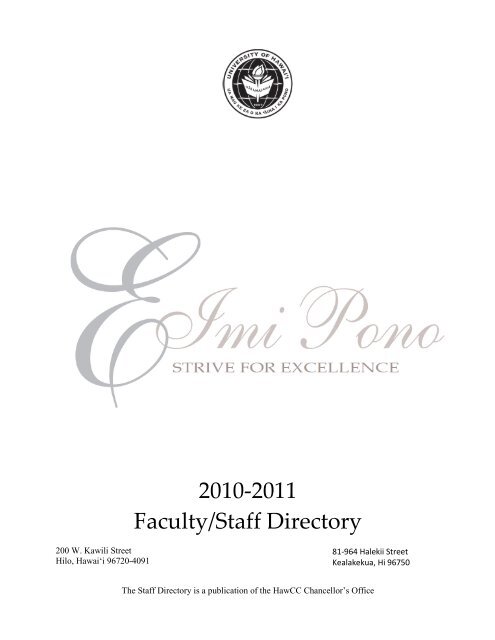 2010-2011 Faculty/Staff Directory - Hawai'i Community College