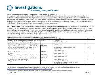 4 CCSS Content and Pacing (PDF) - Investigations - TERC