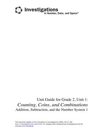 Counting, Coins, and Combinations - Investigations - TERC