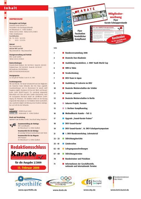 DKV-Magazin Nr. 1 - Chronik des deutschen Karateverbandes