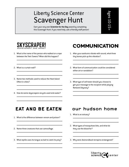 Science Scavenger Hunt Worksheet - Worksheet List