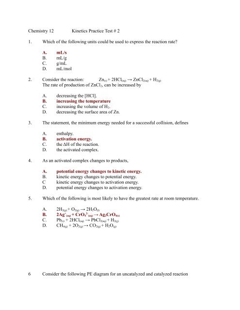 chemical kinetics practice problems and solutions pdf