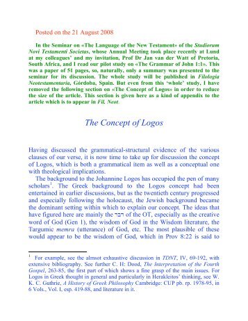 The Concept of Logos - Chrys Caragounis