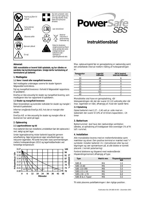 Instruktionsblad - Enersys - EMEA