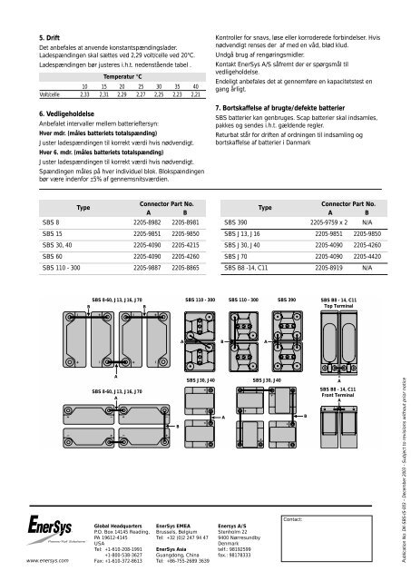 Instruktionsblad - Enersys - EMEA