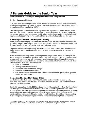 A Parents Guide to the Senior Year - LifeWay