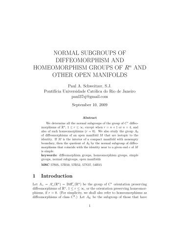 NORMAL SUBGROUPS OF DIFFEOMORPHISM AND ...