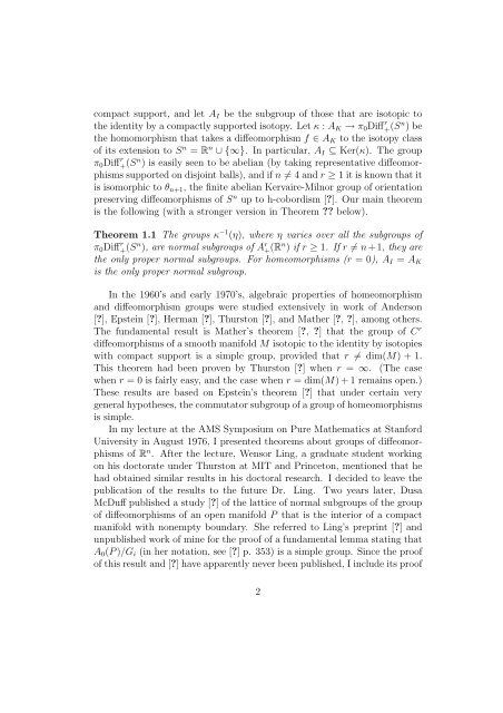 NORMAL SUBGROUPS OF DIFFEOMORPHISM AND ...