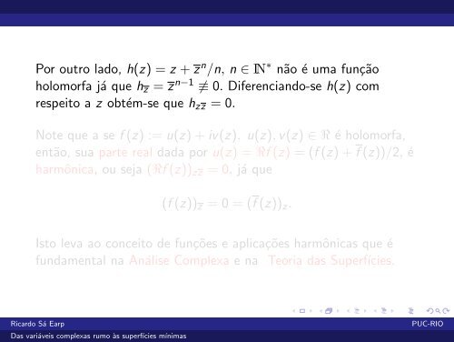 Das variáveis complexas rumo às superfícies mínimas