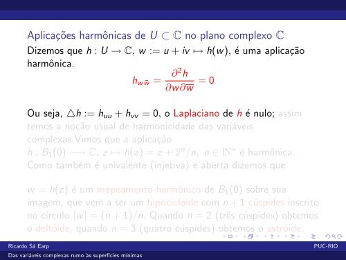 Das variáveis complexas rumo às superfícies mínimas