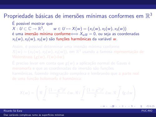 Das variáveis complexas rumo às superfícies mínimas