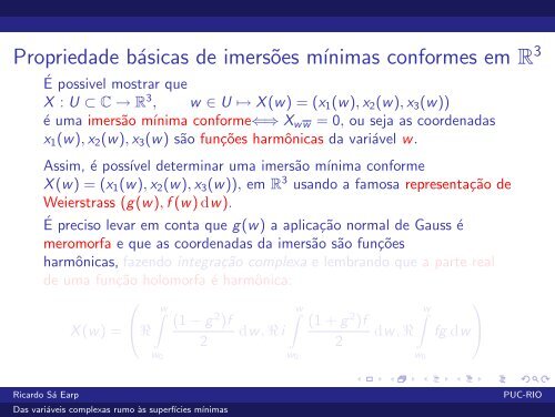 Das variáveis complexas rumo às superfícies mínimas