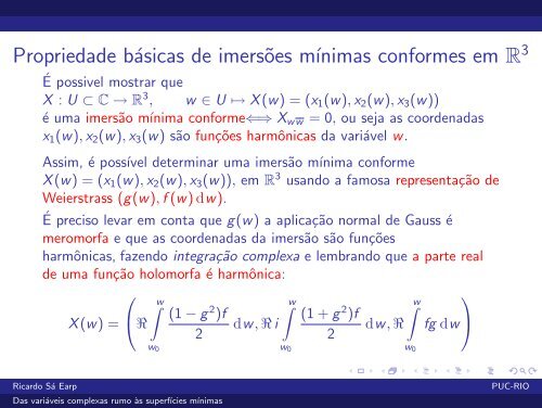 Das variáveis complexas rumo às superfícies mínimas