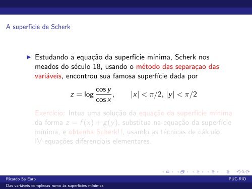 Das variáveis complexas rumo às superfícies mínimas