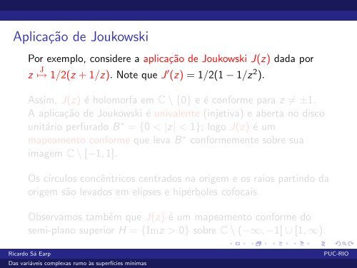 Das variáveis complexas rumo às superfícies mínimas