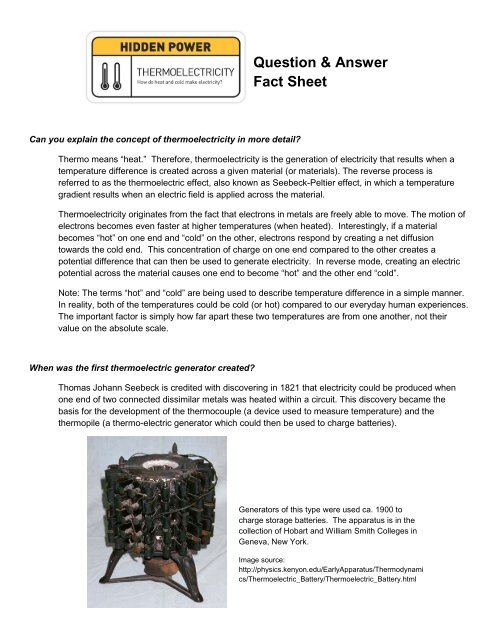 Question & Answer Fact Sheet