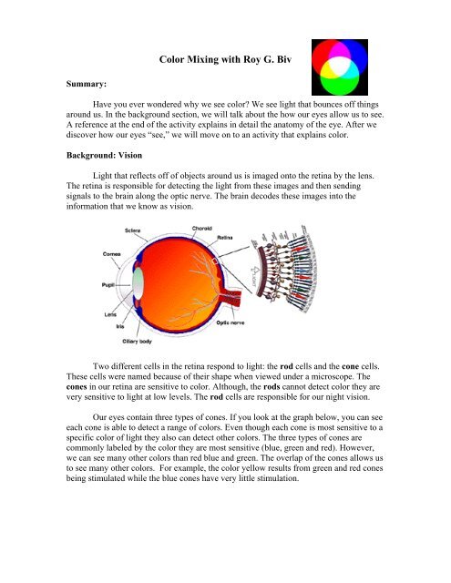 Color Mixing with Roy G. Biv - the Center for Nanoscale Science - an ...