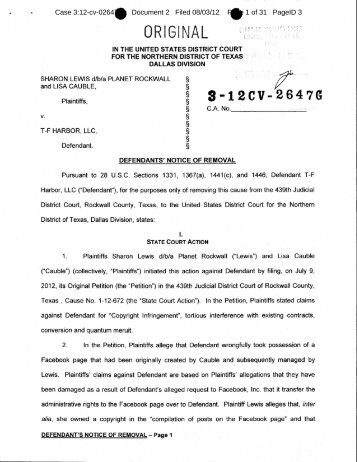 Case 3:12-cv-02647-G Document 2 Filed 08/03/12 Page 1 of 31 ...