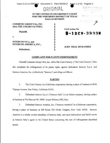 Case 3:12-cv-03933-M Document 2 Filed 09/28/12 Page 1 of 33 ...