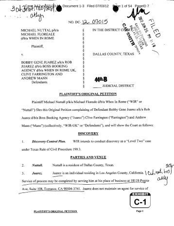 Case 3:12-cv-02123-M Document 1-3 Filed 07/03/12 Page 1 of 54 ...