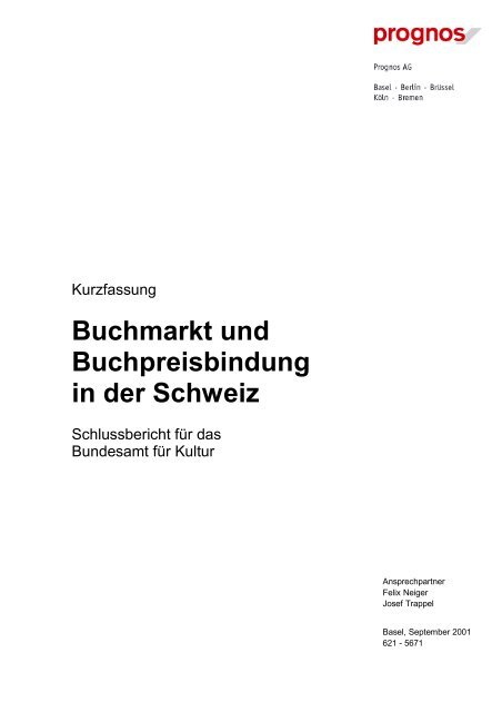 Buchmarkt und Buchpreisbindung in der Schweiz - Buchlobby ...