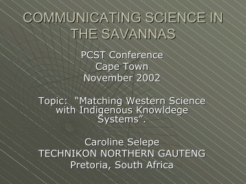 COMMUNICATING SCIENCE IN THE SAVANNAS - saasta