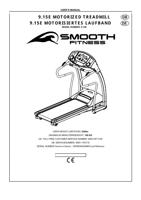 9.15e motorized treadmill 9.15e motorisiertes ... - Smooth Fitness