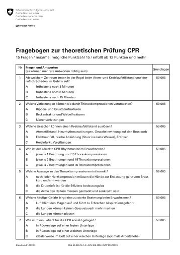 Fragebogen zur theoretischen Prüfung CPR - SMSV