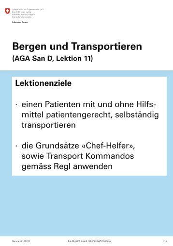 Bergen und Transportieren (AGA San D, Lektion 11) - SMSV