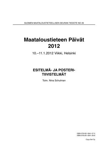 Maataloustieteen PÃ¤ivÃ¤t 2012 - Suomen Maataloustieteellinen ...