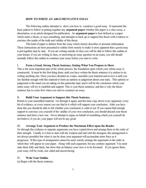 how to write an argumentative essay - pdf