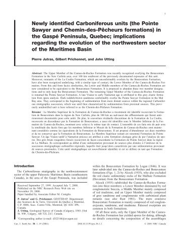 Newly identified Carboniferous units (the Pointe ... - IngentaConnect