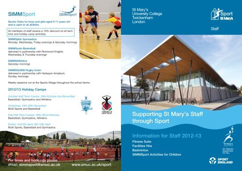 Supporting St Mary's Staff through Sport - St Mary's University College