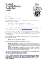 registration information in a joining letter - St Mary's University College