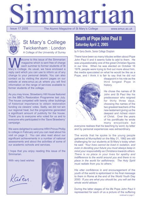 Issue 17 St Mary S University College