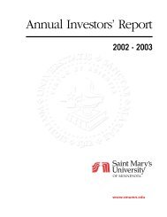 SMU Annual Report 2002-03 - Saint Mary's University of Minnesota